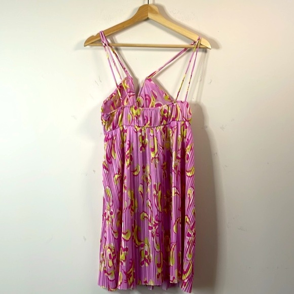 Zara Pink and Yellow Patterned Mini Dress - Picture 6 of 6